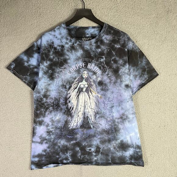 Corpse Bride Bleach Tie Dye Graphic T-Shirt Large Tim Burton Gothic Movie Tee - Picture 6 of 7